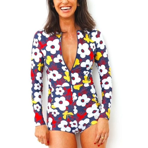 Medium Biliblond Alex Flowers Long Sleeve Swimwear Brand New with Tags - Picture 1 of 9